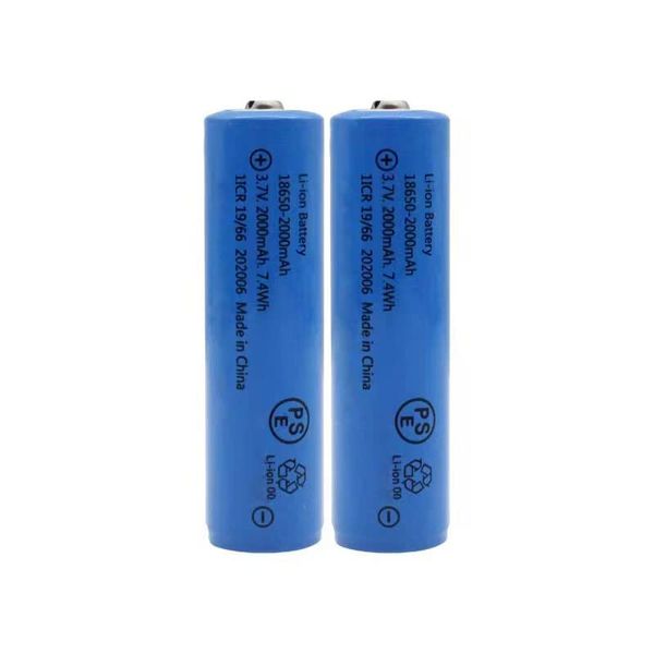 Svenirven 2 Packs 3.7V 2000mAh Button Top Rechargeable Batteries for Headlamp, LED Flashlight, Electronic Devices etc (Blue)