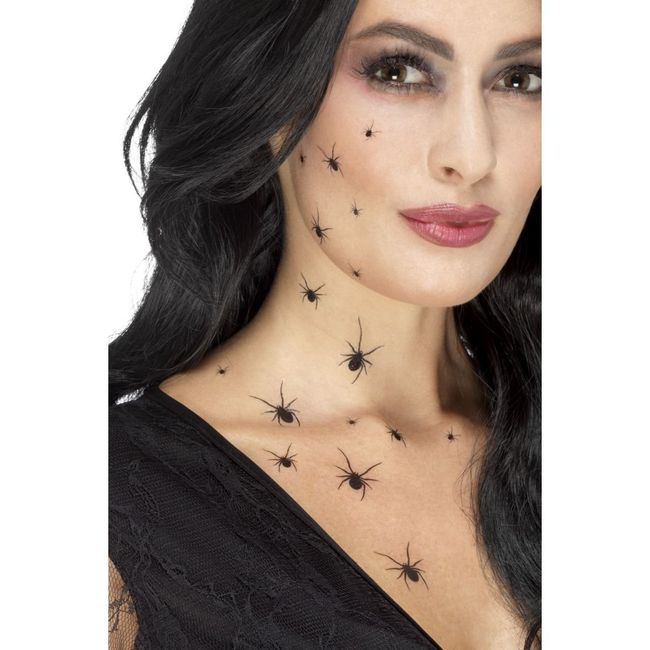 Smiffys 45879 Crawling Spider Tattoo Transfers, Black, One Size