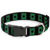 Buckle-Down Green Lantern Logo Black/Green Plastic Clip Collar, Narrow Medium/7-13"