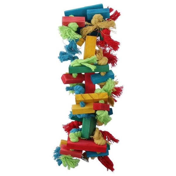 GetCoupon Parrot Chewing Toy, Multicolored Wooden Blocks Tearing Toys, Bird Cage Bite Toy,Natural Wooden Bird Chewing Toys(2)