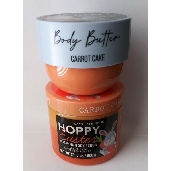 ONYX Bathhouse Foaming Body Scrub & Cream HOPPY EASTER Carrot Cake 21 oz NEW