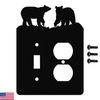 Innovative Fabricators, Inc. Bear Toggle Light Switch & Single Duplex Wall Plate (Single Toggle with Power, Black) - Made in USA