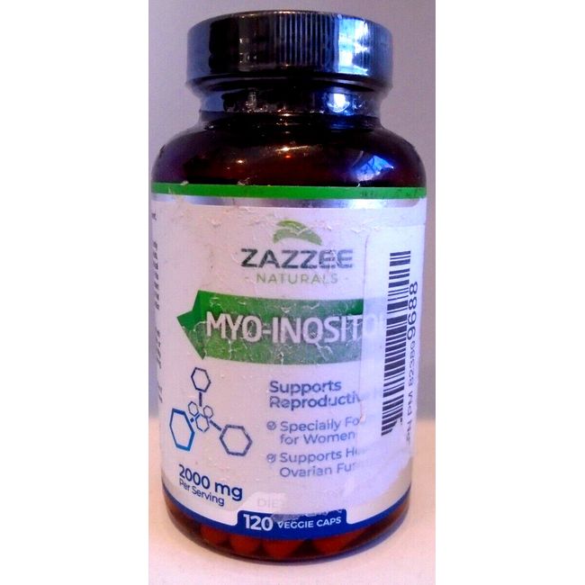 Zazzee Myo-Inositol 120 Vegan Capsules, 2000 mg per Serving, 100% Pure