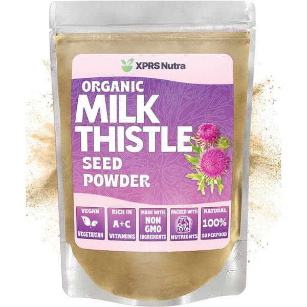 XPRS Nutra Organic Milk Thistle Seed Powder - Premium Milk Thistle Powder Rich in Silymarin and Antioxidants - Milk Thistle Seeds Support Liver Health - Vegan Friendly Milk Thistle Organic (8 Ounce)