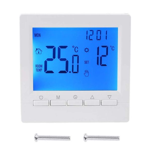 Programmable room thermostat, WiFi remote control room temperature controller heating thermostat white background lighting, wire thermostat/room temperature controller for surface mounting