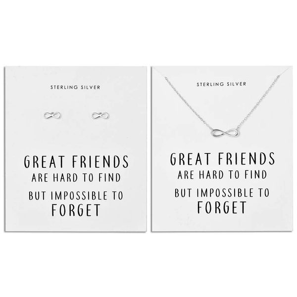 Philip Jones Sterling Silver Infinity Friendship Quote Set
