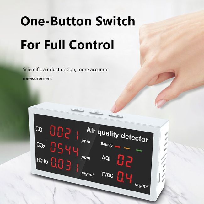 4-in-1 Indoor Air Quality Monitor Indoor Portable CO2 Monitor Tvoc Sensor  Temperature Detector Aqi Relative Humidity Home Monitoring Air Quality  Tester - China Tvoc Tester, Tvoc Sensor