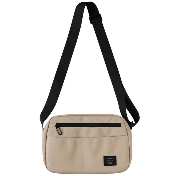 pieka Men's Shoulder Bag, Lightweight, Cross-body Design, 5 Pockets, M Size, beige, (greige)