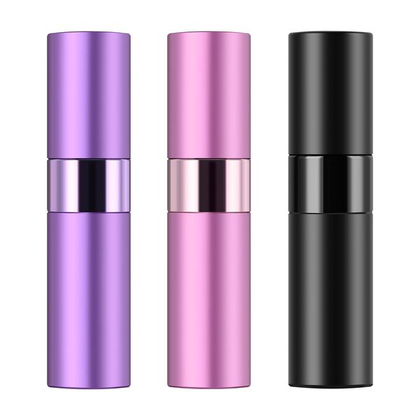 PURAIMA 8ml Atomizer Perfume Atomizer Portable Pack of 3 Black,Pink,Purple