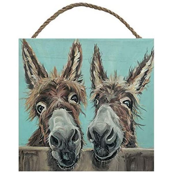 Louise Brown Double Trouble Wooden Wall Art, Multi-Colour, 20 x 20 cm