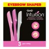 WILKINSON SWORD - Intuition Eyebrow Shaper | Facial Hair Remover and Trimmer | Exfoliating Dermaplaning Tool | 3 x Disposable Razors