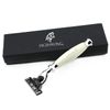 New Triple Edge Cartridge Compatible Men's Shaving Razor || Ivory Luxury Resin Handle & 1 Replaceable Cartridge Pre-Installed - Triple Action Technology - Great Gift for Any Gentleman
