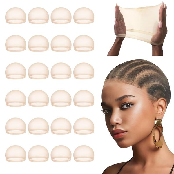 Lashey Skinlike HD Wig Cap 24 Pieces Nude Lace Front Wig Caps for Women Stocking Ultra-thin Breathable and Stretchy Wig Bald Cap