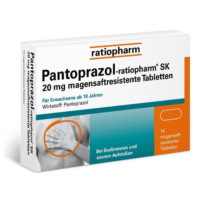 Pantoprazol-ratiopharm SK 20 mg magensaftresistente Tabletten: Säureblocker bei Sodbrennen, 14 Tabletten