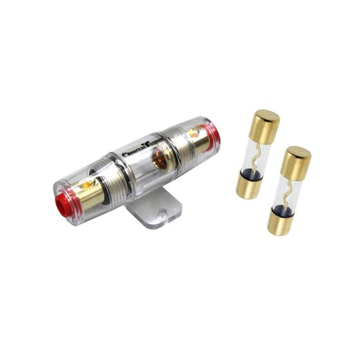 American Terminal TAGH100-2 Inline AGU Fuse Holder Fits 4 8 10 Gauge Wire with 2 AGU Fuses 100 Amp