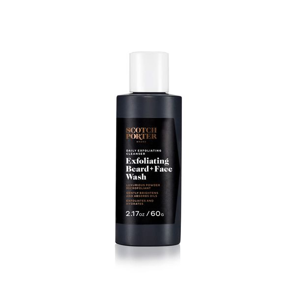 Scotch Porter Exfoliating Beard Wash & Face Cleanser for Men, Travel Friendly | Formulated with Non-Toxic Ingredients, Free of Parabens, Sulfates & Silicones | Vegan | 2.17 oz Bottle