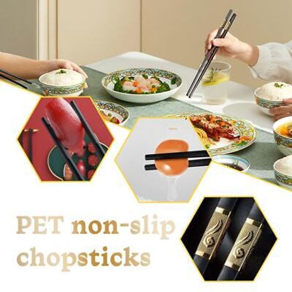 PET Tableware Reusable Chop Sticks Chopsticks Non Slip Food Sticks Lot M9