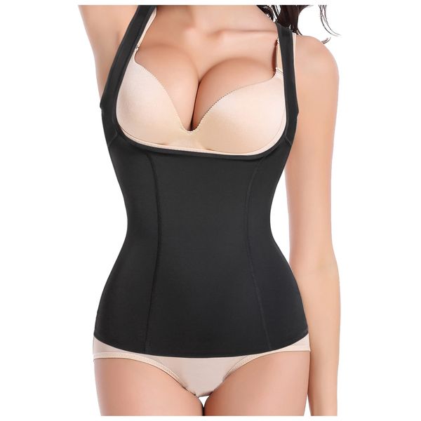 Gotoly Women's Waist Cincher Tummy Control Shapewear Compression Vest Invisible Body Shaper Black