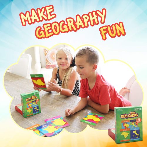 Geotoys GeoCards, World Flash Cards Geography Game, Kid Card Games for Home, School, Countries and Capitals Flash Cards, Kids Game Ages 4 and Up