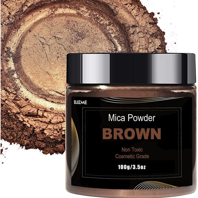 Brown Mica Powder Pigment (100g) -Cosmetic Grade Metallic Mica Powder for Epoxy Resin, Lip Gloss, Soap,Candle Making, Bath Bombs,Tumblers, Jewelry, Dyes, and DIY Crafting Projects(Brown, 3.5oz)