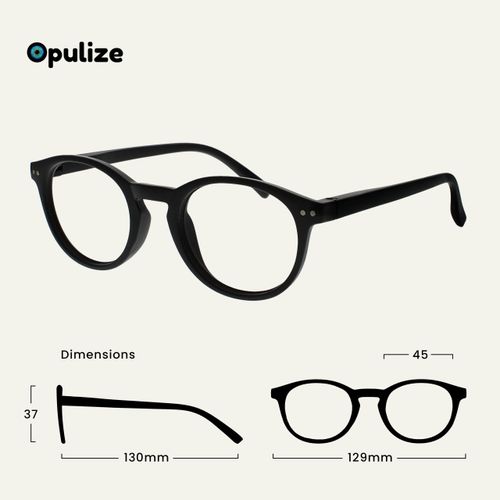 OPULIZE Zen Reading Glasses Cool Round Frame Spring Hinges Scratch Resistant Matt Black Mens Womens R24-1 +1.50