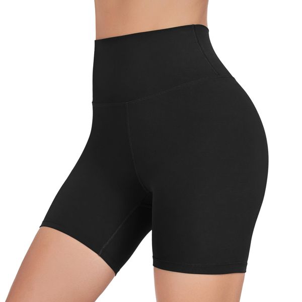 Yaavii 5" Workout Shorts for Women - High Waist Tummy Control Squat Proof Yoga Biker Shorts for Gym Running Fitness Exercise