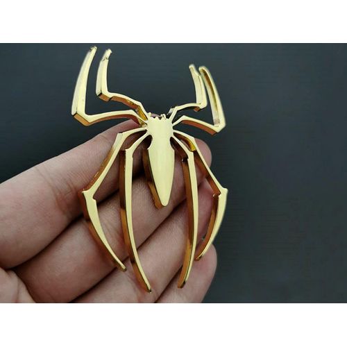 Cowinbest 2 Pcs 3D Spider Chrome Emblems Badges Sticker Car Decoration for Universal Car Vehicle, Truck, Motorcycle, RV, Scooter, SUV, Door, Window(B0CHYRQBG1 Yellow)