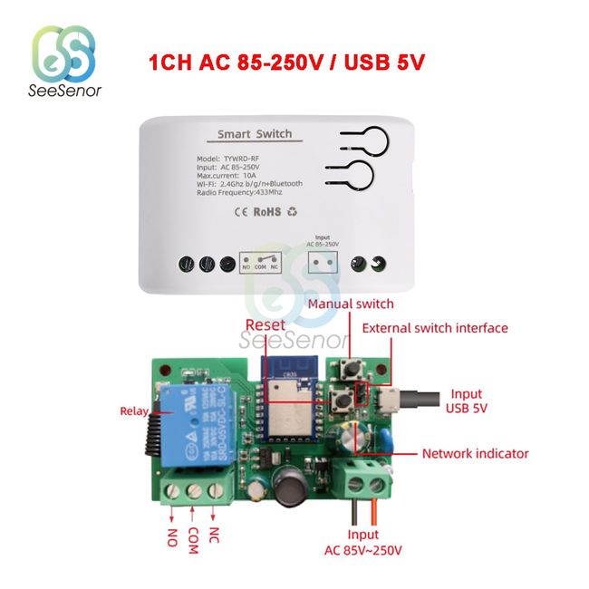 Tuya 20A Wifi EU Smart Plug Switch AC 85 - 220V Remote Control