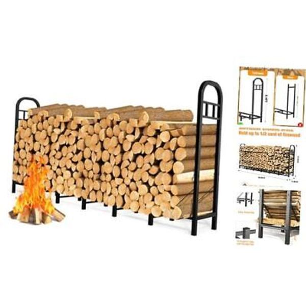 Firewood Rack Outdoor Heavy Duty Wood Rack for Firewood Indoor Log Holder 8FT