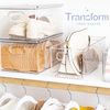 Plastic Food Storage 6 Pack Clear Container Bin with Handles for Organizing Kitc