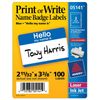 Avery 05141 2-11/32" X 3-3/8" Name Badge Labels 100 Count