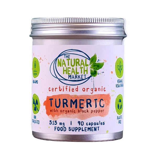 Organic Turmeric with Organic Black Pepper Capsules The Natural Health Market (90 Capsules)