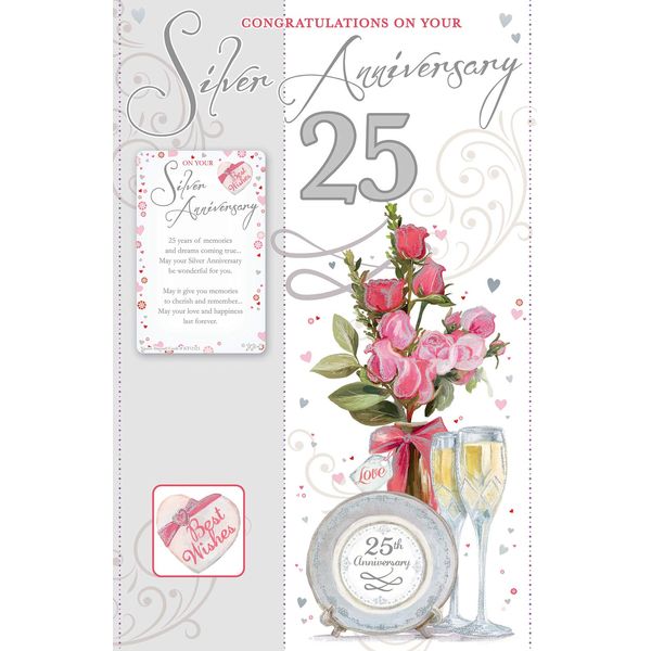 Silver Anniversary Congratulations Card - 25 Years with Keepsake Card