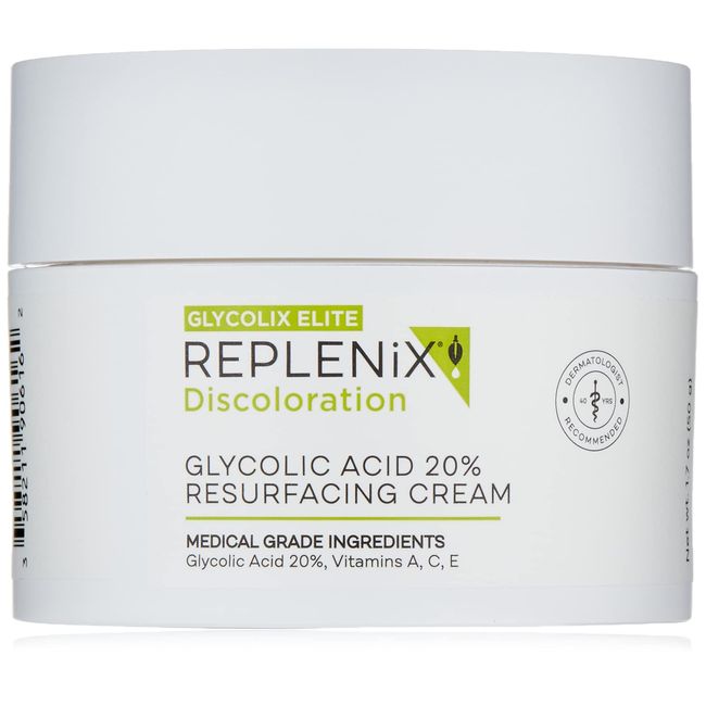 Replenix Glycolic Acid 20% Resurfacing Cream – Medical Grade Glycolic Acid Exfoliating Moisturizer Cream – Skin Renewing Lotion Smooths Texture and Brightens Tone, 1.7 Oz