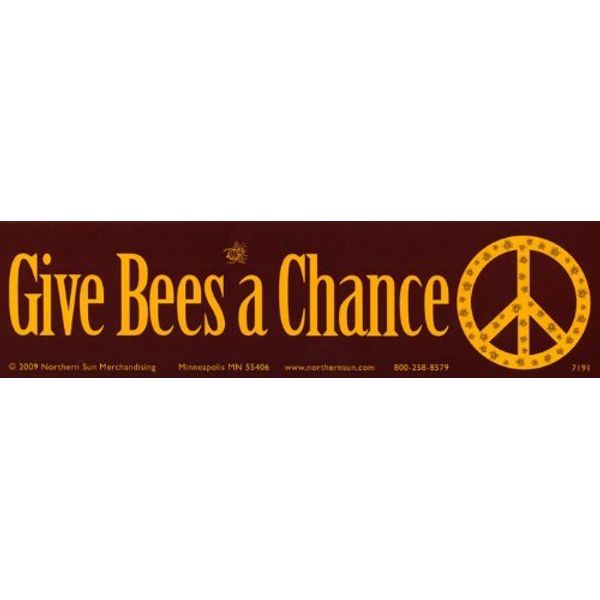 Give Bees a Chance - Environmental Bumper Sticker / Decal (11.5" X 3")