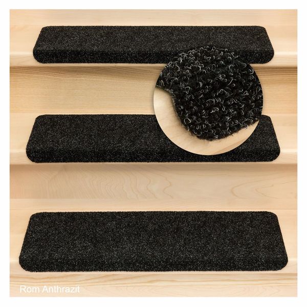 Kettelservice-Metzker Rome Stair Mats Rectangular Various Set Variants and Colours Pack of 13 Anthracite