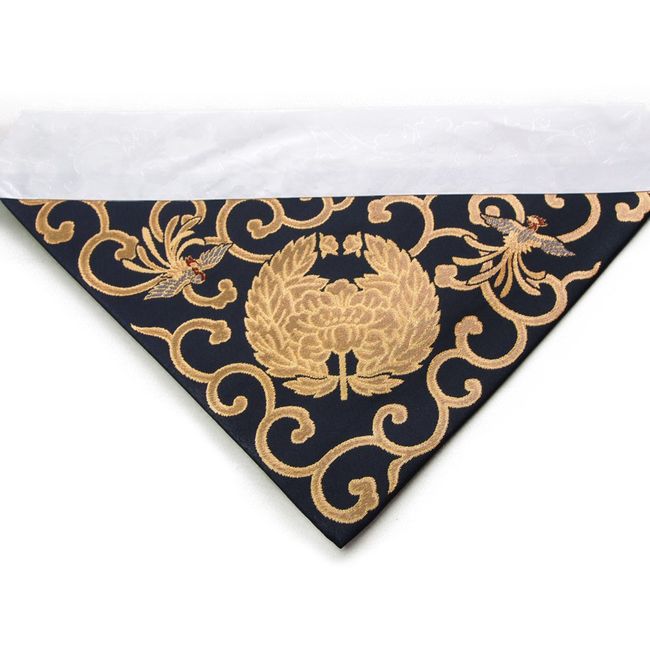 Buddhist Altar Pattern (Inner Lining) Triangular Made of High-Grade Brocade Cloth Impression Purified Soy Shinshu Four Seasons Woven East West (50's - Small 11.4 inches (29 cm), East (Peony) - Navy Blue