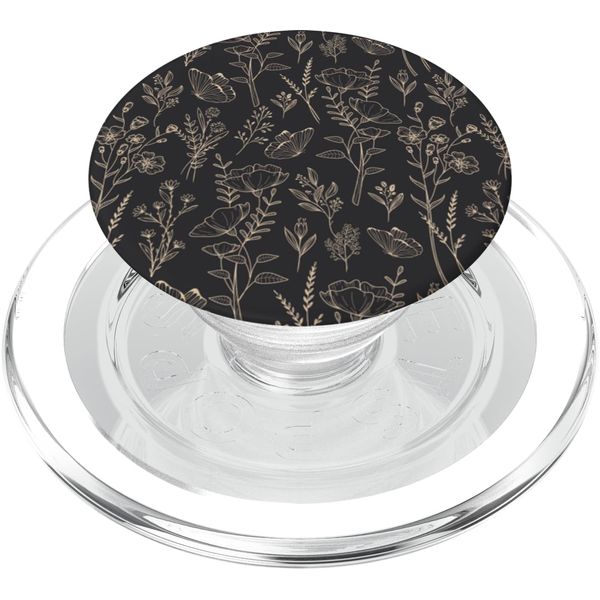 Butterfly Meadow Botanical Wildflower Pattern (Ash Black) PopSockets PopGrip for MagSafe