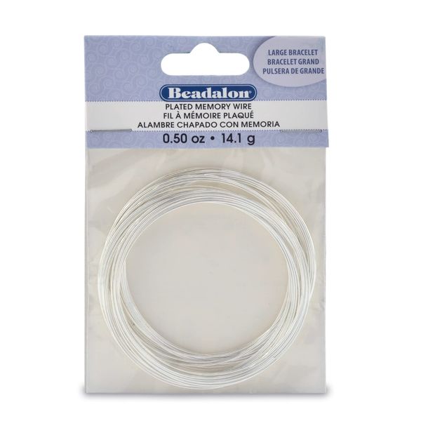 Beadalon 347B-050 Silver Plated Memory Wire Bracelet, 1/2-Ounce/Pkg, Approximately 30 Loops