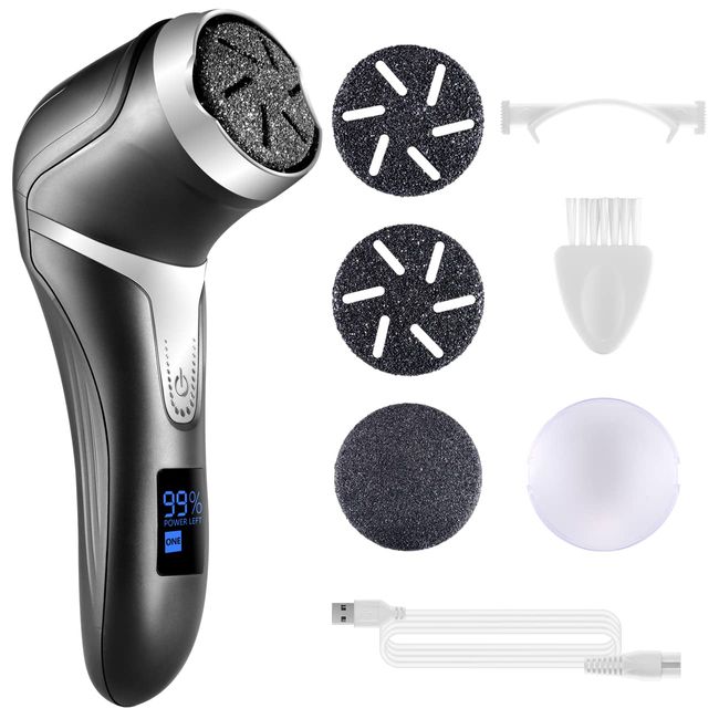 Rechargeable Electric Foot File Callus Remover Machine Black with Tools