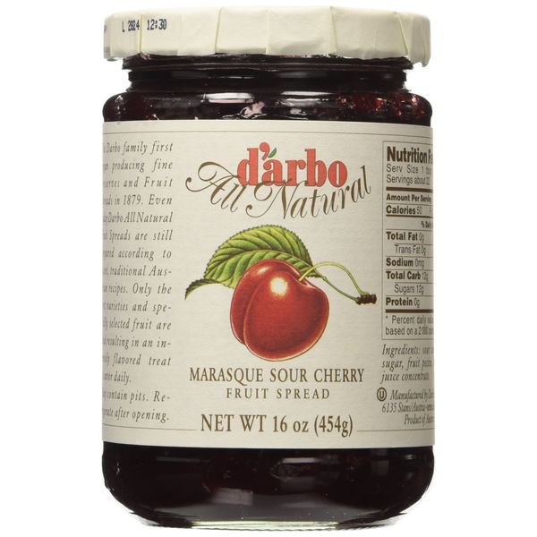 d'arbo All Natural Fruit Spread Marasque, Sour Cherry, 16 Oz