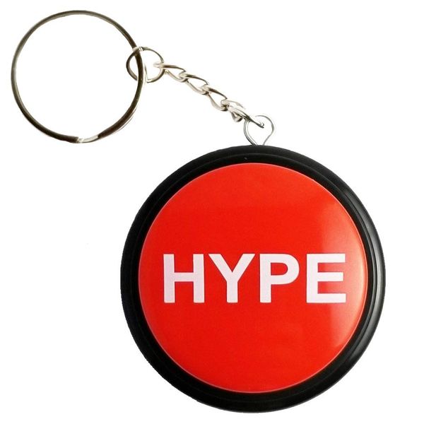 HYPE2Go: Keychain Hype Button | Hip Hop Air Horn Sound Effect Button (BATTERIES INCLUDED) Back to School Office Desk Sales Marketing Gag Gift Nut Funny Office Toy