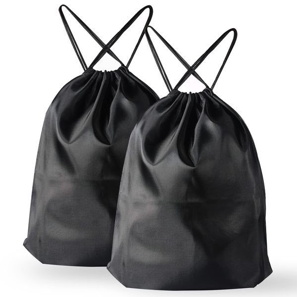 MOSTFUN Drawstring Gym Bag, 2Pcs String Swim PE Bag Black Drawstring Bag Thick Swimming Bag Backpack PE Bags for Sports, School, Swimming, Travel, Beach