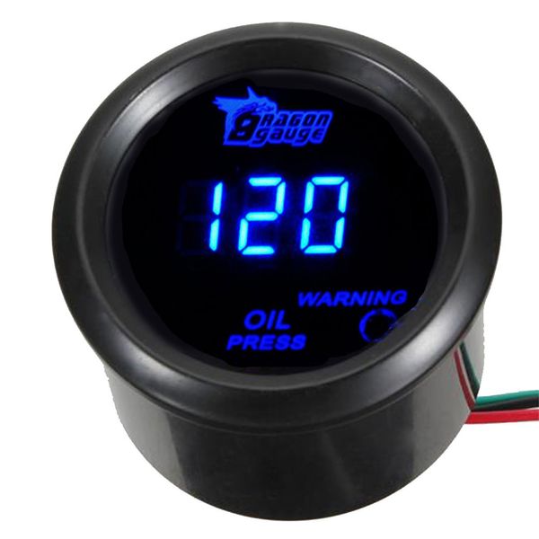 ESUPPORT Car 2" 52mm Digital Oil Press Pressure Gauge Blue LED