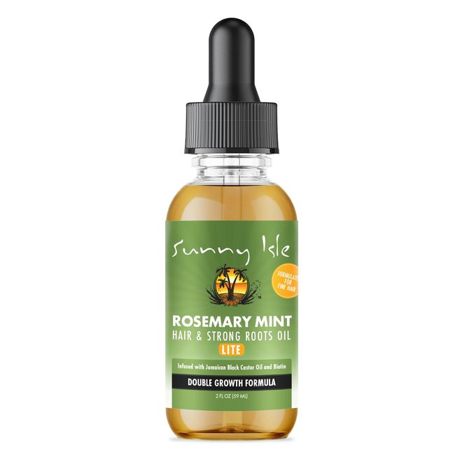 Sunny Isle Rosemary Mint Hair and Strong Roots Oil Lite 2oz, For Light, Thin Hair, Infused with Biotin & Jamaican Black Castor Oil, Nourish Hair Follicles, Dry Scalp, Split Ends