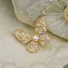 LISADORE White Rhinestone Butterfly Brooch Pin