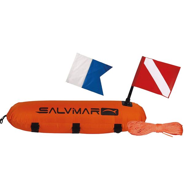 SALVIMAR Large Buoy 31.5 x 10.2 inches (80 x 26 cm) / Flag with Float Line Spear Fishing Float