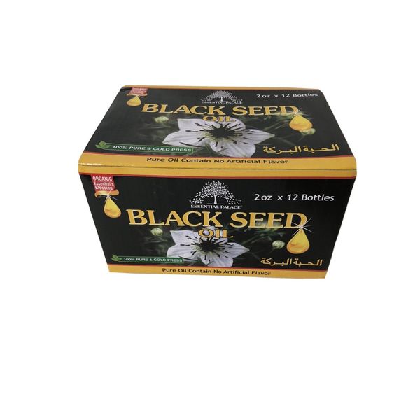 1 Box Of 12  2oz Essential Palace Black Seed Oil 100% Pure & Cold Press