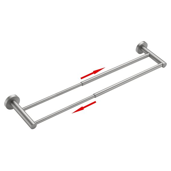 BESy Adjustable 16.4 to 28.3 Inch Double Bath Towel Bar for Bathroom SUS304 Stainless Steel Towel Holder, Wall Mount with Screws Towel Bar, Retractable Towel Bar Rod Rack Hotel Style, Brushed Nickel