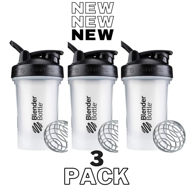 Protein Bottle Shaker 3-Pack (Black)